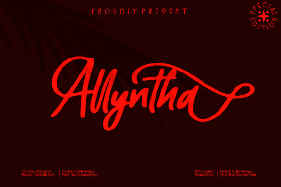 Allyntha: A Script Font for Elegant Editorial Design